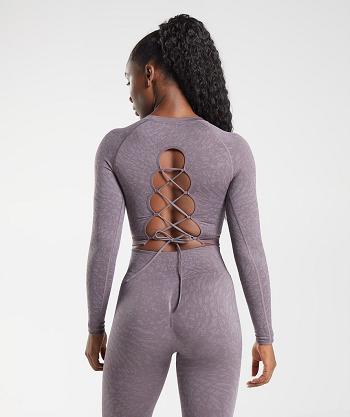 Corp Tops Gymshark Adapt Animal Seamless Encaje Up Back Mujer Moradas | CO 2406EBC